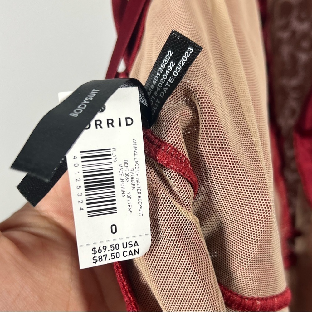 NWT Torrid Animal Lace Up Halter Bodysuit 0 (Large) - Picture 9 of 13